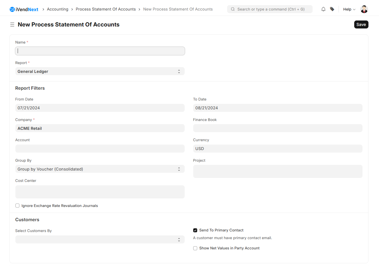 New Process Statement of Accounts